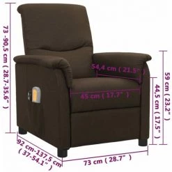 Fauteuil De Massage Inclinable électrique Marron Foncé Tissu VidaXL - Brun -Pas Cher Fauteuil Magasin 67944016 3