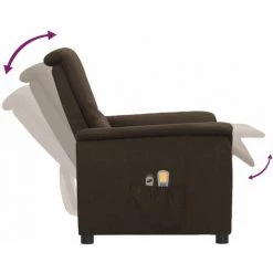 Fauteuil De Massage Inclinable électrique Marron Foncé Tissu VidaXL - Brun -Pas Cher Fauteuil Magasin 67944016 5