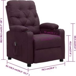 Fauteuil Inclinable électrique Violet Tissu VidaXL - Pourpre 9 Fauteuil Inclinable électrique Violet Tissu VidaXL - Pourpre -Pas Cher Fauteuil Magasin 67944020 3