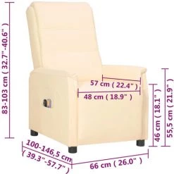 Fauteuil Inclinable électrique De Massage Crème Similicuir VidaXL - Crème 8 Fauteuil Inclinable électrique De Massage Crème Similicuir VidaXL - Crème -Pas Cher Fauteuil Magasin 67944026 3