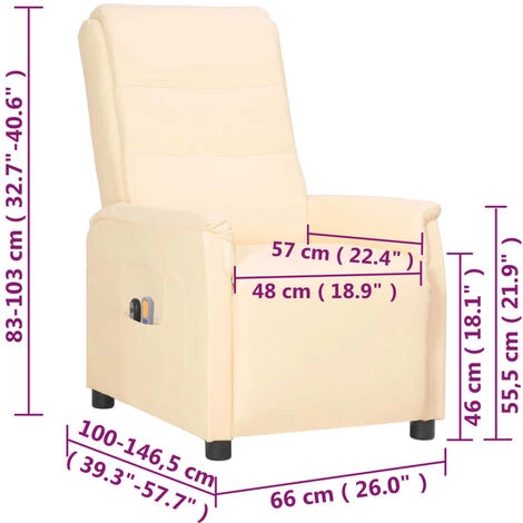 Fauteuil Inclinable électrique De Massage Crème Similicuir VidaXL - Crème 5 Fauteuil Inclinable électrique De Massage Crème Similicuir VidaXL - Crème – Image 3