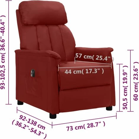Fauteuil Inclinable électrique Rouge Bordeaux Similicuir VidaXL - Rouge 5 Fauteuil Inclinable électrique Rouge Bordeaux Similicuir VidaXL - Rouge – Image 3
