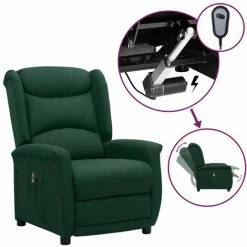 Fauteuil Inclinable électrique Vert Foncé Tissu VidaXL - Vert
