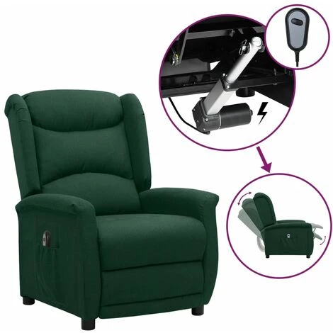 Fauteuil Inclinable électrique Vert Foncé Tissu VidaXL - Vert 3 Fauteuil Inclinable électrique Vert Foncé Tissu VidaXL - Vert