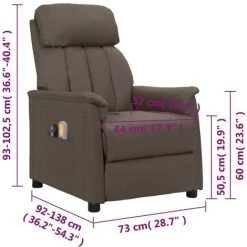 Fauteuil De Massage Inclinable électrique Gris Similicuir VidaXL - Gris 9 Fauteuil De Massage Inclinable électrique Gris Similicuir VidaXL - Gris -Pas Cher Fauteuil Magasin 67944034 3