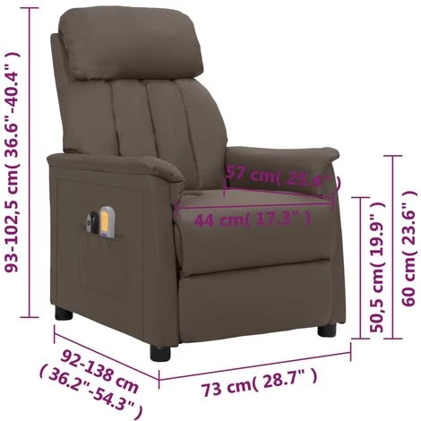 Fauteuil De Massage Inclinable électrique Gris Similicuir VidaXL - Gris 5 Fauteuil De Massage Inclinable électrique Gris Similicuir VidaXL - Gris – Image 3