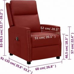 Fauteuil Inclinable électrique Rouge Bordeaux Similicuir VidaXL - Rouge -Pas Cher Fauteuil Magasin 67944037 3