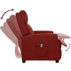 Fauteuil Inclinable électrique Rouge Bordeaux Similicuir VidaXL - Rouge -Pas Cher Fauteuil Magasin 67944037 5