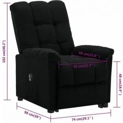 Fauteuil Inclinable Noir Tissu VidaXL - Noir -Pas Cher Fauteuil Magasin 67944044 3