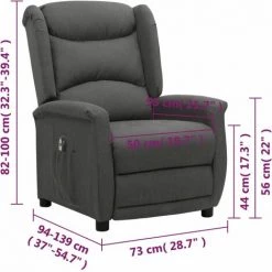 Fauteuil Inclinable électrique Gris Foncé Tissu VidaXL - Gris 9 Fauteuil Inclinable électrique Gris Foncé Tissu VidaXL - Gris -Pas Cher Fauteuil Magasin 67944050 3