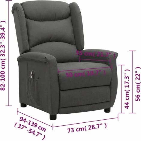 Fauteuil Inclinable électrique Gris Foncé Tissu VidaXL - Gris 5 Fauteuil Inclinable électrique Gris Foncé Tissu VidaXL - Gris – Image 3
