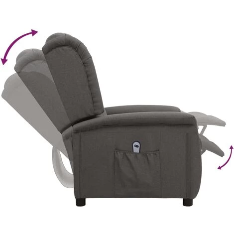 Fauteuil Inclinable électrique Gris Foncé Tissu VidaXL - Gris 7 Fauteuil Inclinable électrique Gris Foncé Tissu VidaXL - Gris – Image 5