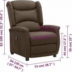 Fauteuil Inclinable électrique Taupe Tissu VidaXL - Taupe -Pas Cher Fauteuil Magasin 67944147 3