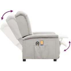 Fauteuil Inclinable De Massage Gris Clair Tissu Microfibre VidaXL - Gris -Pas Cher Fauteuil Magasin 67944148 5