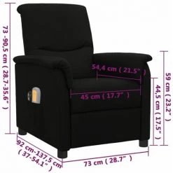 Fauteuil De Massage Inclinable électrique Noir Tissu VidaXL - Noir -Pas Cher Fauteuil Magasin 67944151 3
