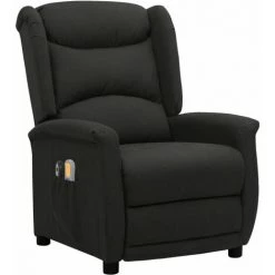 Fauteuil De Massage Inclinable électrique Noir Tissu VidaXL - Noir