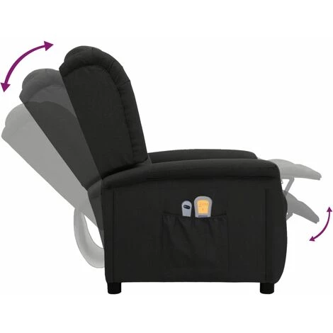 Fauteuil De Massage Inclinable électrique Noir Tissu VidaXL - Noir 7 Fauteuil De Massage Inclinable électrique Noir Tissu VidaXL - Noir – Image 5