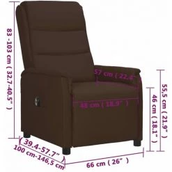 Fauteuil Inclinable électrique Marron Similicuir VidaXL - Brun -Pas Cher Fauteuil Magasin 67944158 3