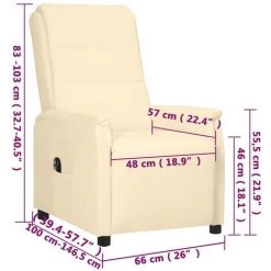Fauteuil Inclinable électrique Crème Similicuir VidaXL - Crème -Pas Cher Fauteuil Magasin 67944171 3
