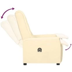 Fauteuil Inclinable électrique Crème Similicuir VidaXL - Crème -Pas Cher Fauteuil Magasin 67944171 5