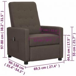 Fauteuil Inclinable électrique Taupe Tissu VidaXL - Taupe 9 Fauteuil Inclinable électrique Taupe Tissu VidaXL - Taupe -Pas Cher Fauteuil Magasin 68006710 3