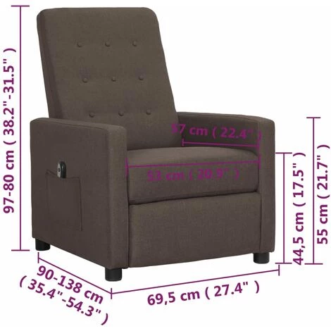 Fauteuil Inclinable électrique Taupe Tissu VidaXL - Taupe 5 Fauteuil Inclinable électrique Taupe Tissu VidaXL - Taupe – Image 3