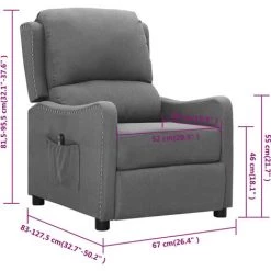 Fauteuil Inclinable électrique Gris Clair Tissu VidaXL - Gris 9 Fauteuil Inclinable électrique Gris Clair Tissu VidaXL - Gris -Pas Cher Fauteuil Magasin 68006719 3