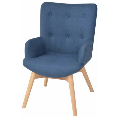 LES TENDANCES Fauteuil Avec Repose-pied Bleu Tissu 4 LES TENDANCES Fauteuil Avec Repose-pied Bleu Tissu – Image 2