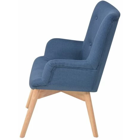 LES TENDANCES Fauteuil Avec Repose-pied Bleu Tissu 5 LES TENDANCES Fauteuil Avec Repose-pied Bleu Tissu – Image 3