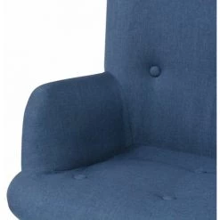 LES TENDANCES Fauteuil Avec Repose-pied Bleu Tissu 10 LES TENDANCES Fauteuil Avec Repose-pied Bleu Tissu -Pas Cher Fauteuil Magasin 68007449 4