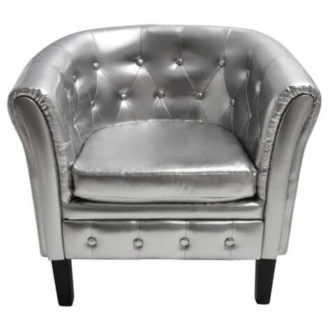 DOC&ET² Fauteuil Argenté Similicuir - Argent 4 DOC&ET² Fauteuil Argenté Similicuir - Argent – Image 2