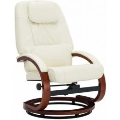 DOC&ET² Fauteuil Inclinable Avec Repose-pied Blanc Cassé Similicuir - Blanc -Pas Cher Fauteuil Magasin 68111489 3