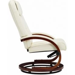 DOC&ET² Fauteuil Inclinable Avec Repose-pied Blanc Cassé Similicuir - Blanc -Pas Cher Fauteuil Magasin 68111489 5