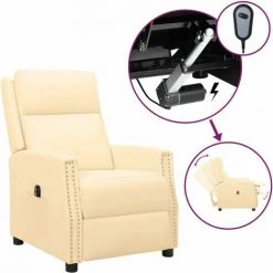 DOC&ET² Fauteuil Inclinable électrique Crème Similicuir - Crème -Pas Cher Fauteuil Magasin 68111848 2