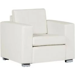 BELIANI Fauteuil En Cuir Blanc - Blanc