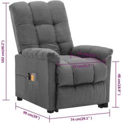 Fauteuil Inclinable De Massage Gris Clair Tissu VidaXL - Gris 9 Fauteuil Inclinable De Massage Gris Clair Tissu VidaXL - Gris -Pas Cher Fauteuil Magasin 68293025 3