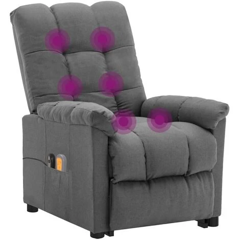 Fauteuil Inclinable De Massage Gris Clair Tissu VidaXL - Gris 7 Fauteuil Inclinable De Massage Gris Clair Tissu VidaXL - Gris – Image 5