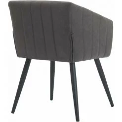 DéCOSHOP26 Fauteuil Lounge Chaise Salle à Manger En Tissu Velours Gris Foncé Avec Pieds En Métal Noir - Noir -Pas Cher Fauteuil Magasin 68414430 4