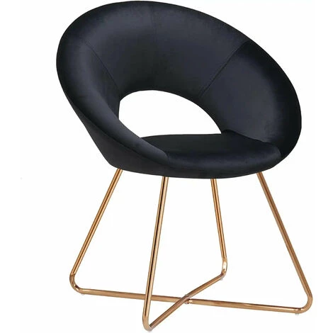 DéCOSHOP26 Fauteuil Chaise Lounge Design En Velours Noir Pieds En Métal Doré - Noir 3 DéCOSHOP26 Fauteuil Chaise Lounge Design En Velours Noir Pieds En Métal Doré - Noir