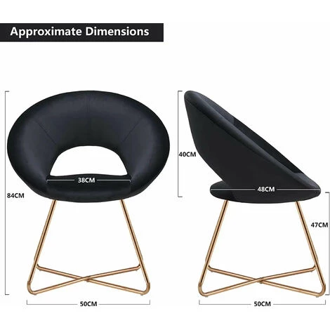 DéCOSHOP26 Fauteuil Chaise Lounge Design En Velours Noir Pieds En Métal Doré - Noir 4 DéCOSHOP26 Fauteuil Chaise Lounge Design En Velours Noir Pieds En Métal Doré - Noir – Image 2