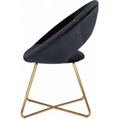 DéCOSHOP26 Fauteuil Chaise Lounge Design En Velours Noir Pieds En Métal Doré - Noir 8 DéCOSHOP26 Fauteuil Chaise Lounge Design En Velours Noir Pieds En Métal Doré - Noir -Pas Cher Fauteuil Magasin 68414440 3