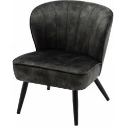 DéCOSHOP26 Fauteuil Rembourré En Tissu Velours Vert Foncé Design Rétro Vintage Pieds Métal Noir - Noir -Pas Cher Fauteuil Magasin 68414468 3