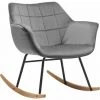 DéCOSHOP26 Fauteuil à Bascule Chaise Lounge Design En Velours Gris Pieds En Métal Et Bois - Gris
