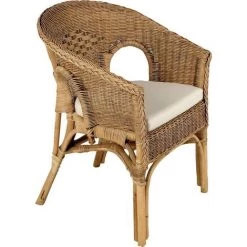 AUBRY GASPARD Fauteuil Avec Coussin En Moelle De Rotin Galep Marron - Marron