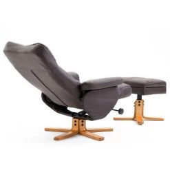 HOMCOM Fauteuil Relax Inclinable Style Contemporain Repose-pieds Coffre Rangement Revêtement Synthétique Acier Bois Chocolat - Marron -Pas Cher Fauteuil Magasin 7301356 5