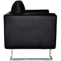 VidaXL Fauteuil Cube Avec Pieds Chromés Similicuir Noir - Noir -Pas Cher Fauteuil Magasin 733480 5