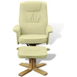 VidaXL Fauteuil Avec Repose-pied Similicuir Blanc Crème - Blanc 8 VidaXL Fauteuil Avec Repose-pied Similicuir Blanc Crème - Blanc -Pas Cher Fauteuil Magasin 733492 2