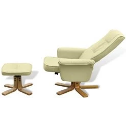VidaXL Fauteuil Avec Repose-pied Similicuir Blanc Crème - Blanc 9 VidaXL Fauteuil Avec Repose-pied Similicuir Blanc Crème - Blanc -Pas Cher Fauteuil Magasin 733492 3