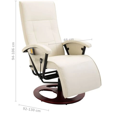 VidaXL Fauteuil De Massage Similicuir Blanc Crème - Crème 5 VidaXL Fauteuil De Massage Similicuir Blanc Crème - Crème – Image 3