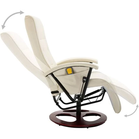 VidaXL Fauteuil De Massage Similicuir Blanc Crème - Crème 7 VidaXL Fauteuil De Massage Similicuir Blanc Crème - Crème – Image 5